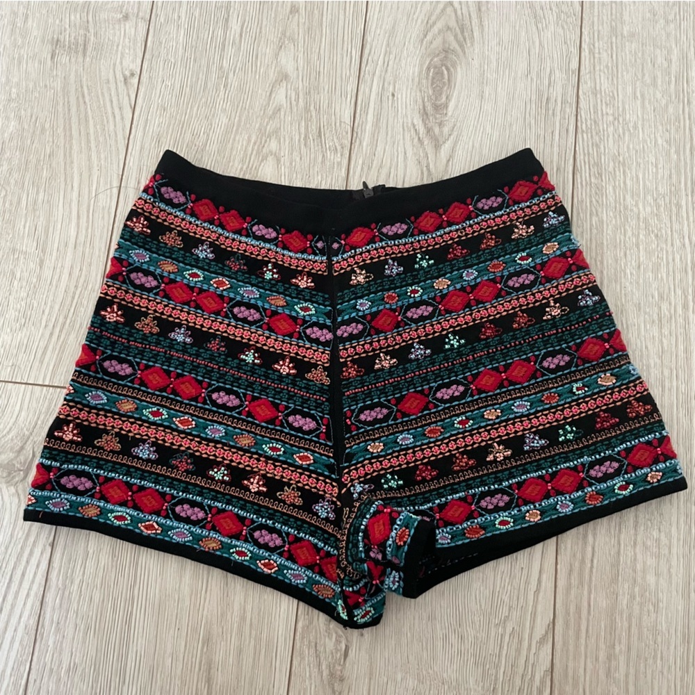 Zara Beaded Boho Festival High Waisted Shorts